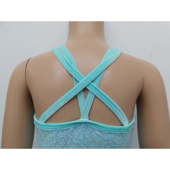 Dance Costume Medium Child Aqua Curtain Call E2144 Lyrical Sequin Dress - Picture 3 of 4